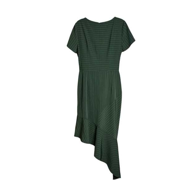 FOCUS by Shani Green Asymmetrical Pinstripe Midi Dress US 10 NWT - Picture 7 of 9